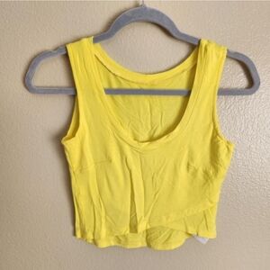 Bebe Women's Sleeveless Crop Tank Top Size Small Yellow Made In USA